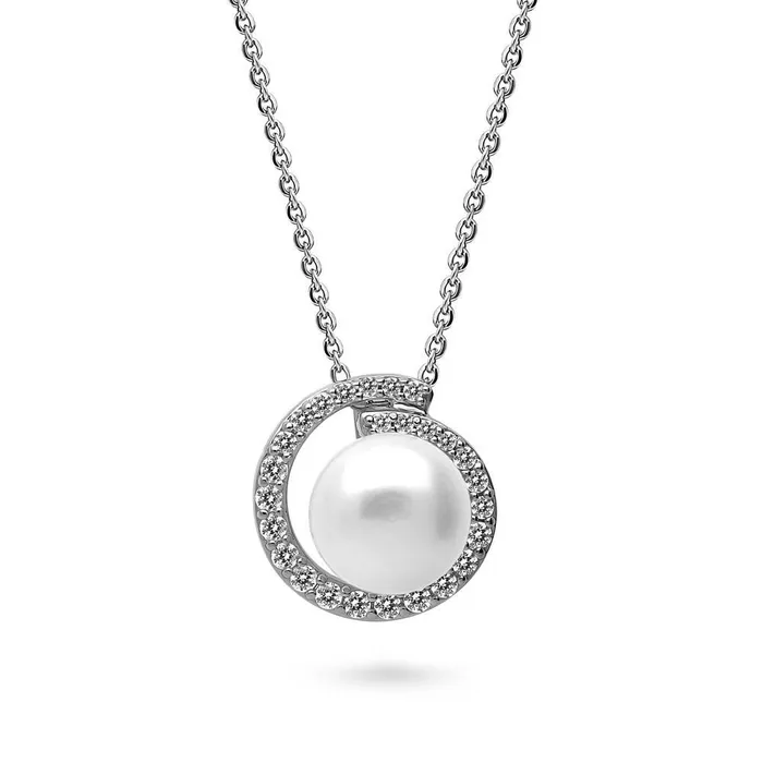 Solitaire Button Cultured Pearl Necklace in Sterling Silver BERRICLE Necklaces Solitaire Button Cultured Pearl Necklace in Sterling Silver BERRICLE Necklaces