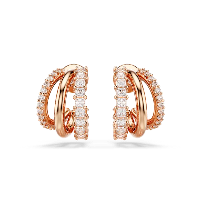 Swarovski Earrings Swarovski Hyperbola Hoop Earrings Mixed cuts Mini White Rose goldtone plated