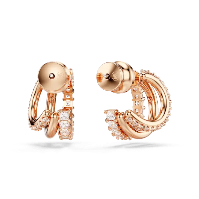 Swarovski Earrings Swarovski Hyperbola Hoop Earrings Mixed cuts Mini White Rose goldtone plated