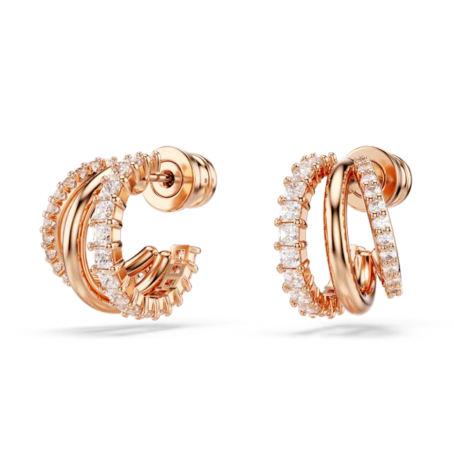 Swarovski Earrings Swarovski Hyperbola Hoop Earrings Mixed cuts Mini White Rose goldtone plated
