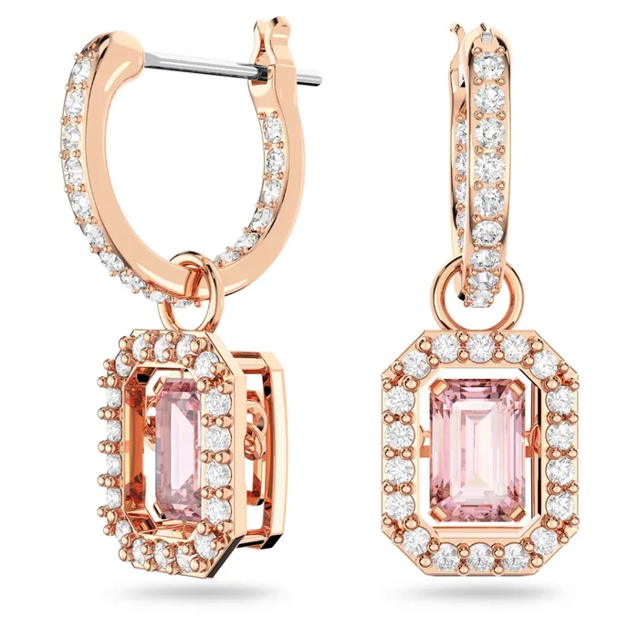 Swarovski Millenia drop earrings Octagon cut Pink Rose goldtone plated Swarovski Earrings