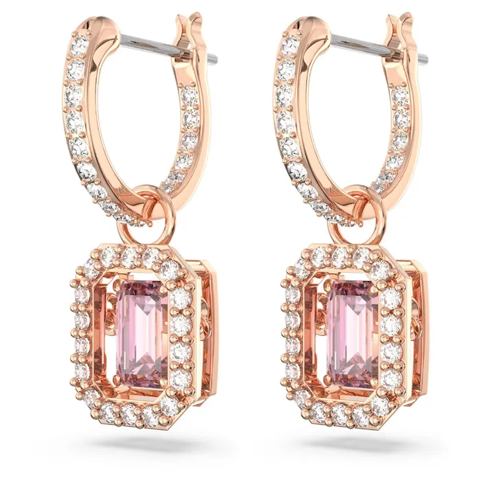 Swarovski Millenia drop earrings Octagon cut Pink Rose goldtone plated Swarovski Earrings