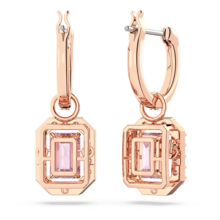 Swarovski Millenia drop earrings Octagon cut Pink Rose goldtone plated Swarovski Earrings