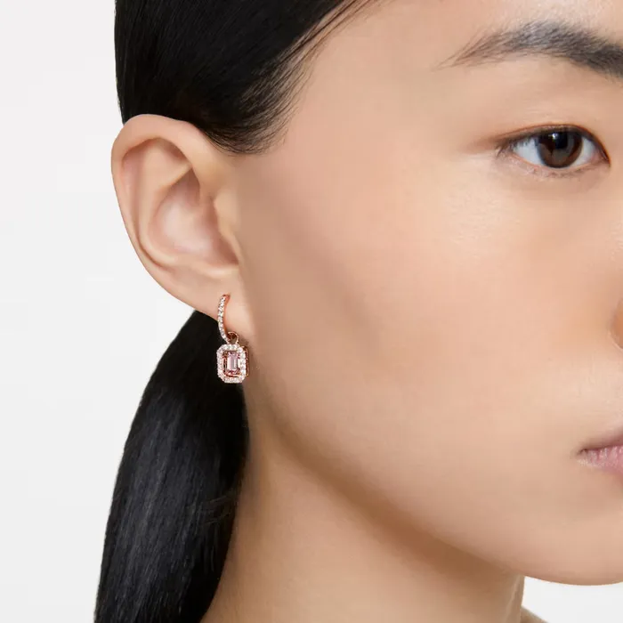Swarovski Millenia drop earrings Octagon cut Pink Rose goldtone plated Swarovski Earrings