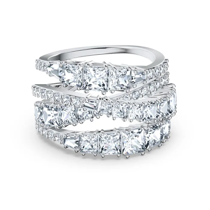 Swarovski Twist Wrap Ring White Rhodium Plated Size60 Swarovski Rings