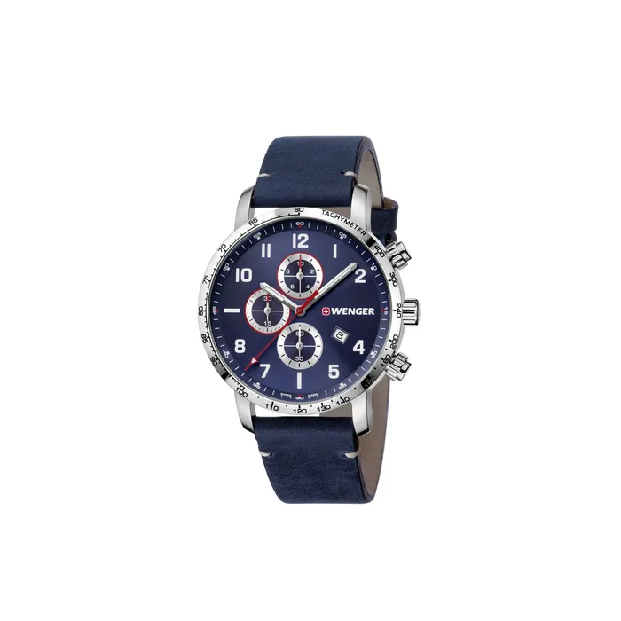 Watches Wenger Wenger Attitude Chrono 44 Blue Dial Blue Leather Mens Watch Watches Wenger Wenger Attitude Chrono 44 Blue Dial Blue Leather Mens Watch