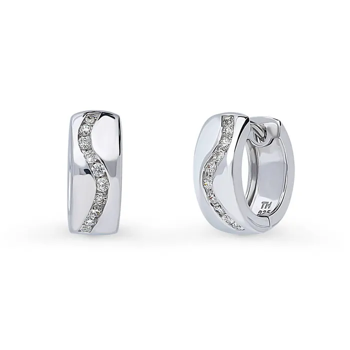 Wave CZ Small Huggie Earrings in Sterling Silver 056 BERRICLE Earrings
