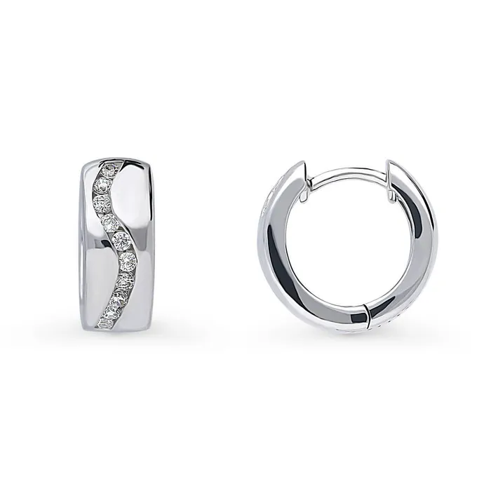 Wave CZ Small Huggie Earrings in Sterling Silver 056 BERRICLE Earrings