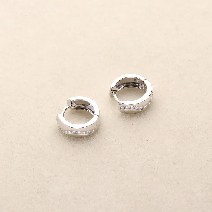 Wave CZ Small Huggie Earrings in Sterling Silver 056 BERRICLE Earrings