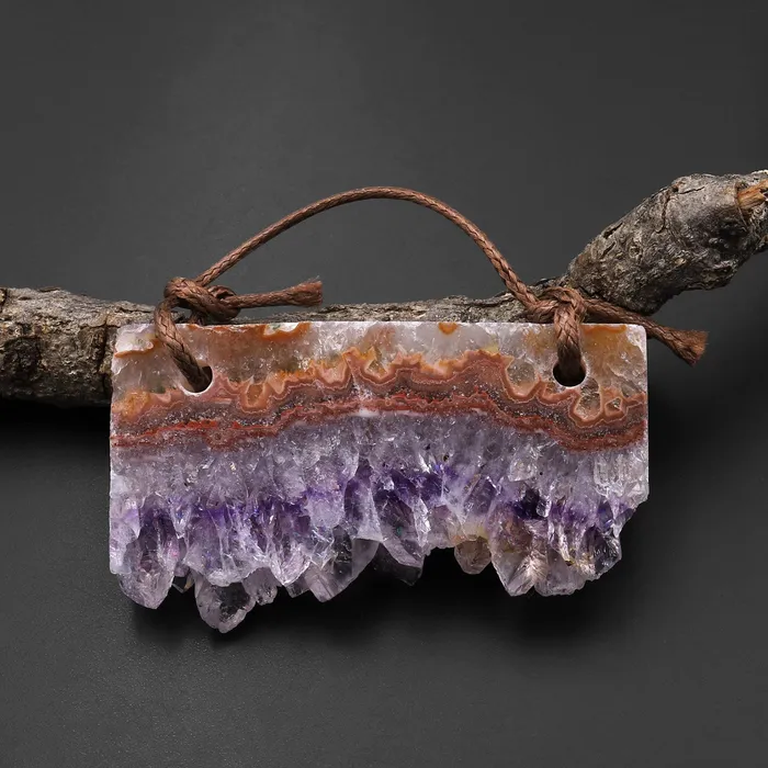 2 Hole Pendant Natural Bright Orange Brown Purple Amethyst Crystal Stalactite Druzy Pendant Drilled Flat Long Rectangle A1 Intrinsic Trading Necklaces 2 Hole Pendant Natural Bright Orange Brown Purple Amethyst Crystal Stalactite Druzy Pendant Drilled Flat Long Rectangle A1 Intrinsic Trading Necklaces