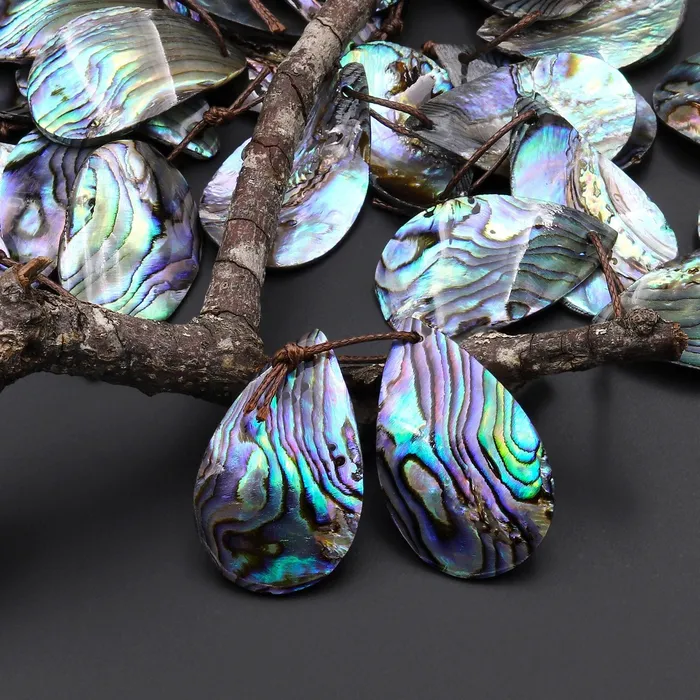 AAA Natural Rainbow Abalone Teardrop Earring Pair Drilled Matched Gemstone Bead Pair Intrinsic Trading Earrings AAA Natural Rainbow Abalone Teardrop Earring Pair Drilled Matched Gemstone Bead Pair Intrinsic Trading Earrings