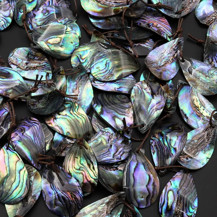 AAA Natural Rainbow Abalone Teardrop Earring Pair Drilled Matched Gemstone Bead Pair Intrinsic Trading Earrings