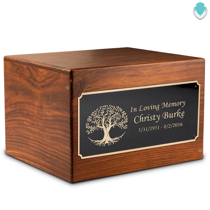 Adult Aura Tree Of Life Custom Engraved Solid Wood Box Cremation Urn GetUrns Necklaces