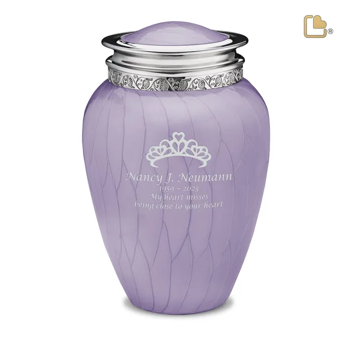 Adult Blessing Pearl Lavender Silver Cremation Urn LoveUrns Rings