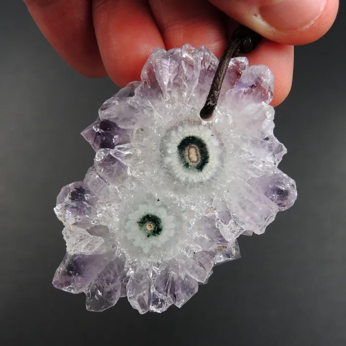 Amethyst Stalactite Flower Pendant Drilled Stalactite Slice Freeform Irregular Natural Stone Pendant P1620 Intrinsic Trading Necklaces