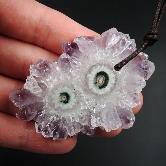 Amethyst Stalactite Flower Pendant Drilled Stalactite Slice Freeform Irregular Natural Stone Pendant P1620 Intrinsic Trading Necklaces
