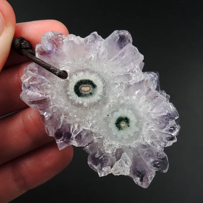 Amethyst Stalactite Flower Pendant Drilled Stalactite Slice Freeform Irregular Natural Stone Pendant P1620 Intrinsic Trading Necklaces