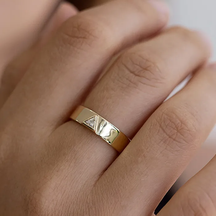 artemer Mens Wedding Band with Trillion Diamond Rings