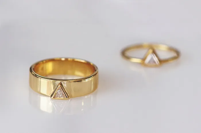 artemer Mens Wedding Band with Trillion Diamond Rings