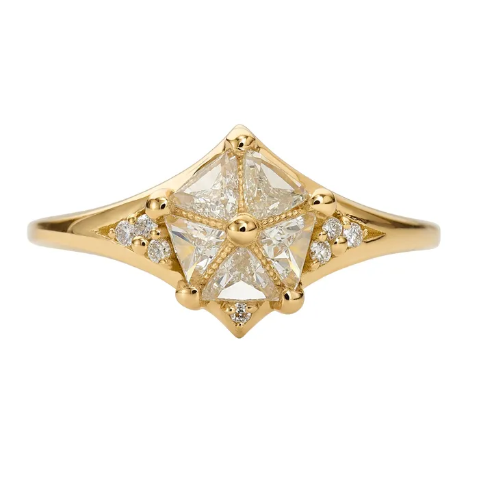 ARTEMER Rings Star Engagement Ring with Five Triangle Cut Diamonds