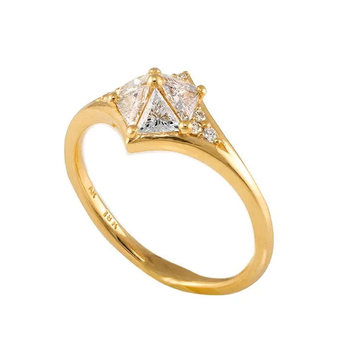 ARTEMER Rings Star Engagement Ring with Five Triangle Cut Diamonds