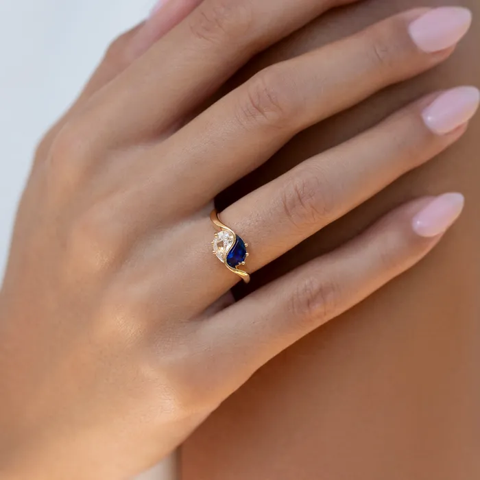 ARTEMER Rings Yin Yang Blue Sapphire Diamond Ring