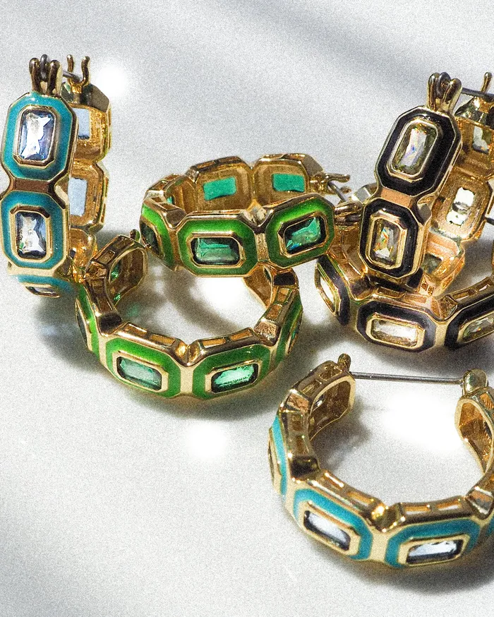 Bezel Emerald Ballier Hoops Turquoise Gold Luv Aj Earrings Bezel Emerald Ballier Hoops Turquoise Gold Luv Aj Earrings