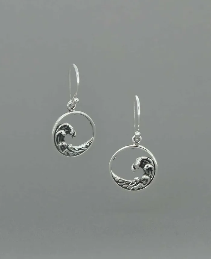 Buddha Groove Earrings Sterling Silver Go With the Flow Ocean Wave Earrings