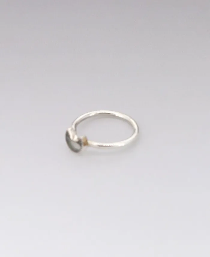 Buddha Groove Rings Dainty Labradorite Moon Crescent Sterling Silver Ring