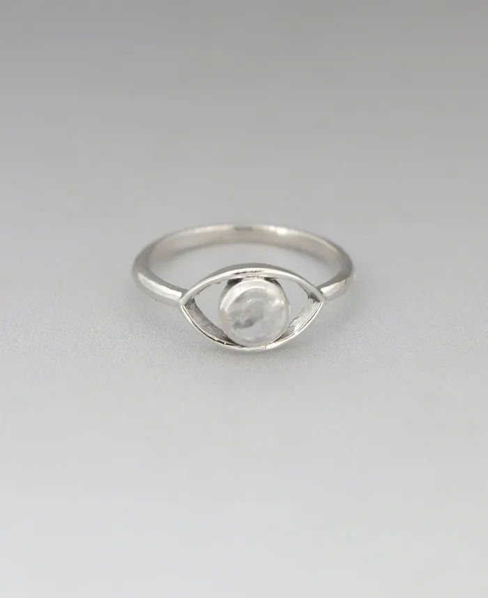 Buddha Groove Rings Dainty Sterling Silver Evil Eye Moonstone Minimalist Ring