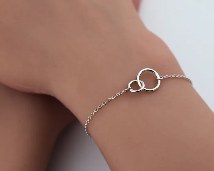 Captive Collars Sterling Silver Dainty Double ORing Bracelet Rings