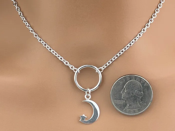 Captive Collars Sterling Silver O Ring Moon and Star Rings