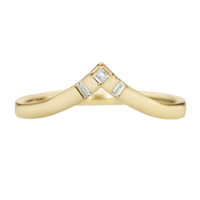 Chevron Wedding Ring with Baguette and Carre Diamonds ARTEMER Rings