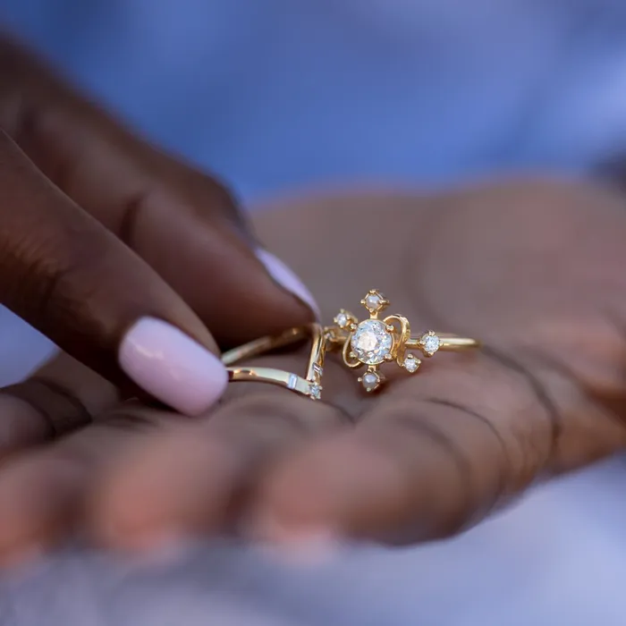 Chevron Wedding Ring with Baguette and Carre Diamonds ARTEMER Rings Chevron Wedding Ring with Baguette and Carre Diamonds ARTEMER Rings
