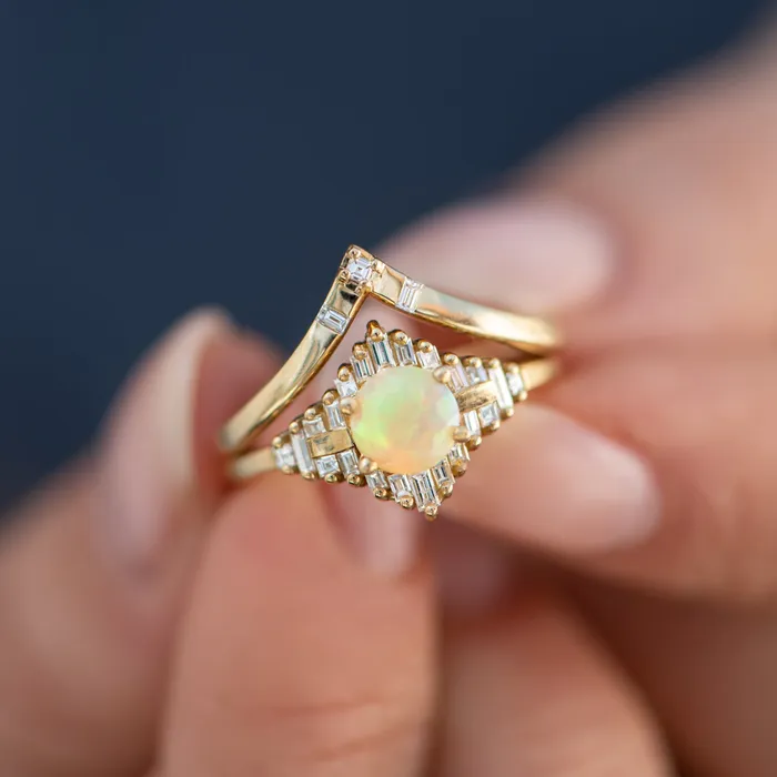 Chevron Wedding Ring with Baguette and Carre Diamonds ARTEMER Rings Chevron Wedding Ring with Baguette and Carre Diamonds ARTEMER Rings