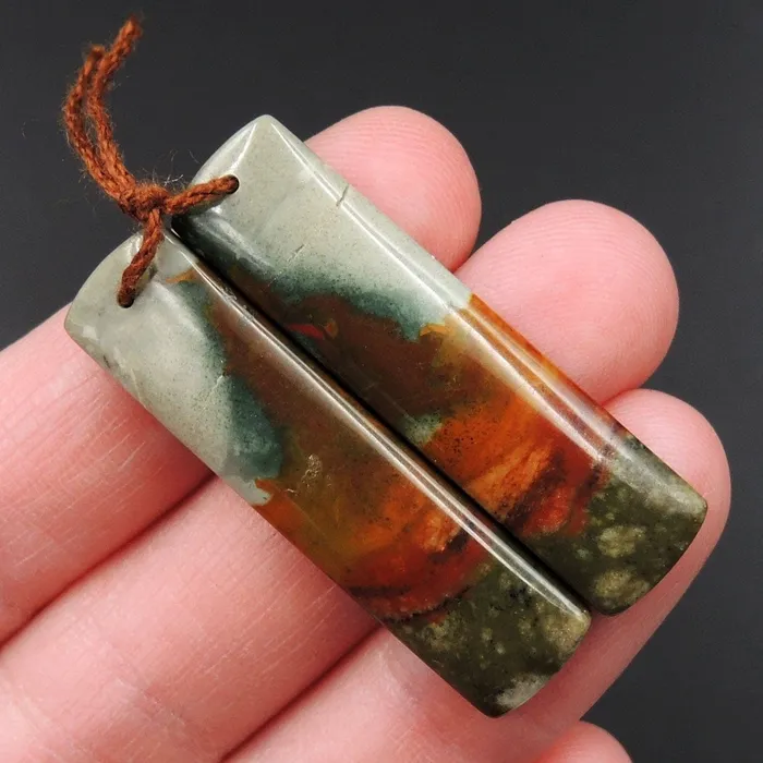 Drilled Natural Owyhee Picture Jasper Earring Pair Gemstone Drilled Cabochon Cab Pair Rectangle Matched Earring Bead Pair From Oregon E3373 Intrinsic Trading Earrings Drilled Natural Owyhee Picture Jasper Earring Pair Gemstone Drilled Cabochon Cab Pair Rectangle Matched Earring Bead Pair From Oregon E3373 Intrinsic Trading Earrings