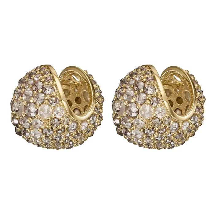 Earrings ARTEMER Rose Cut Grey Diamond Chunky Ball Statement Earrings