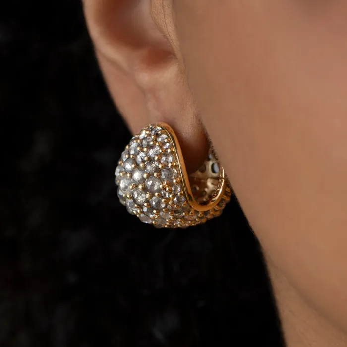 Earrings ARTEMER Rose Cut Grey Diamond Chunky Ball Statement Earrings