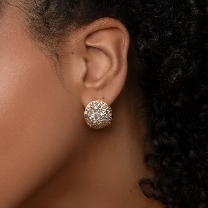 Earrings ARTEMER Rose Cut Grey Diamond Chunky Ball Statement Earrings