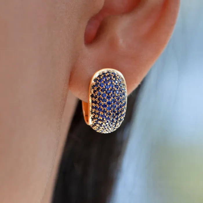 Earrings ARTEMER Royal Blue Sapphire Pave Huggie Earrings