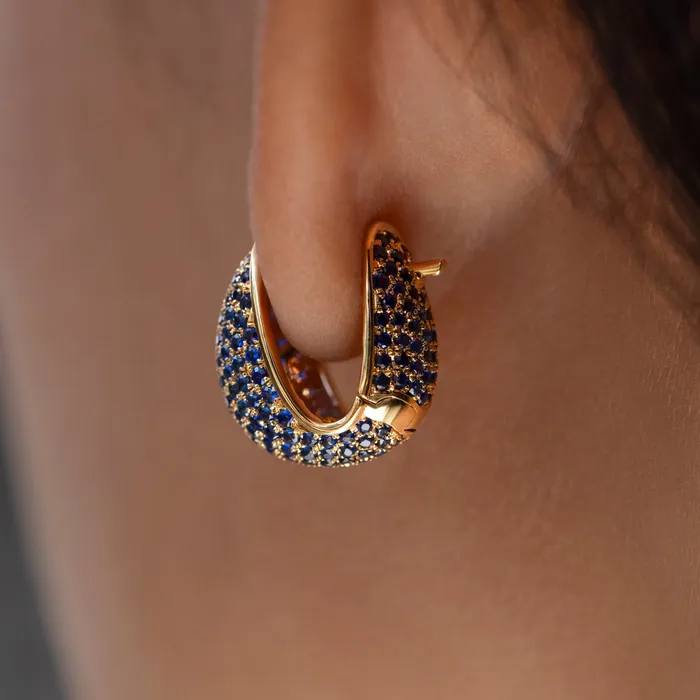 Earrings ARTEMER Royal Blue Sapphire Pave Huggie Earrings