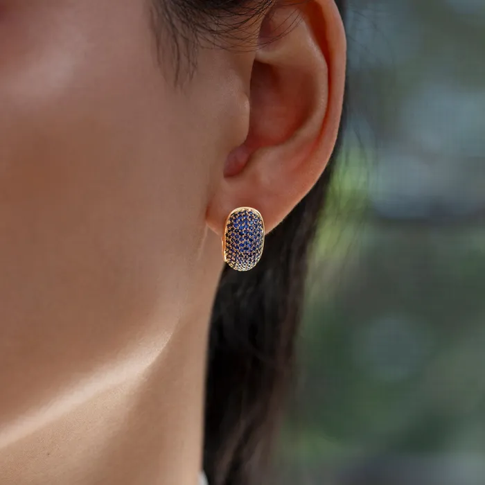Earrings ARTEMER Royal Blue Sapphire Pave Huggie Earrings