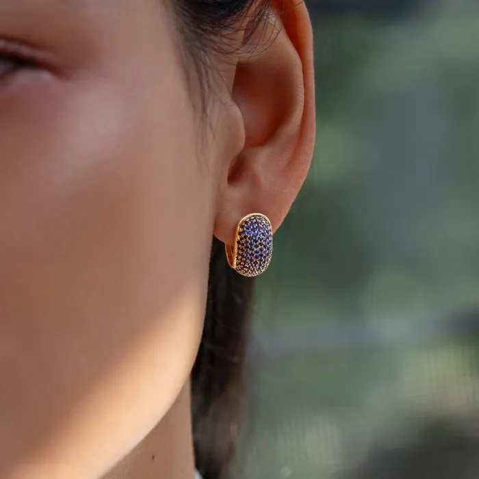 Earrings ARTEMER Royal Blue Sapphire Pave Huggie Earrings