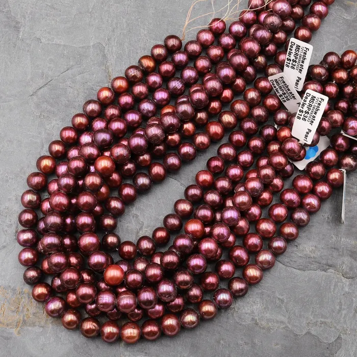 Earrings Genuine Red Berry Purple Pearl Freshwater Pearl 10mm Round Iridescent Classic Pearl 155 Strand Intrinsic Trading