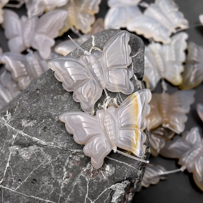 Earrings Hand Carved Natural Translucent Creamy White Gray Agate Butterfly Earring Pair A3 Intrinsic Trading Earrings Hand Carved Natural Translucent Creamy White Gray Agate Butterfly Earring Pair A3 Intrinsic Trading