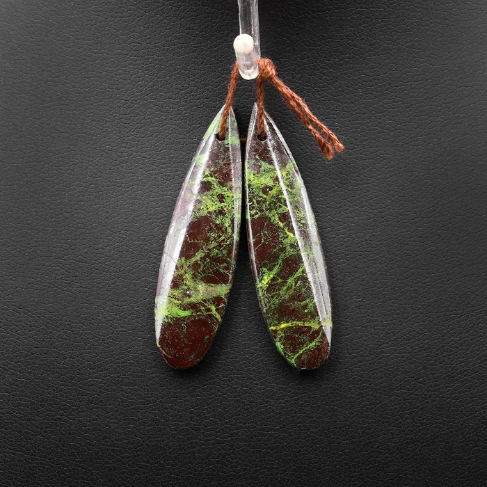Earrings Intrinsic Trading Drilled Parrot Wing Chrysocolla Teardrop Earring Pair Matched Teardrop Cabochon Natural Green Blue Red Gemstone Stone Beads