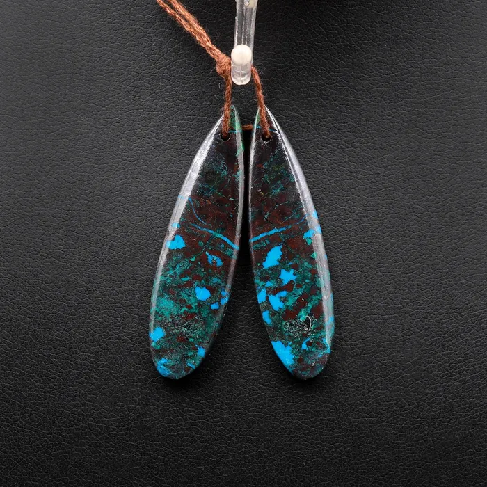 Earrings Intrinsic Trading Drilled Parrot Wing Chrysocolla Teardrop Earring Pair Matched Teardrop Cabochon Natural Green Blue Red Gemstone Stone Beads