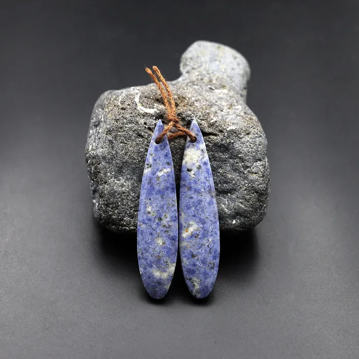 Earrings Intrinsic Trading Natural Denim Blue Dumortierite Teardrop Earring Pair Matched Gemstone Beads