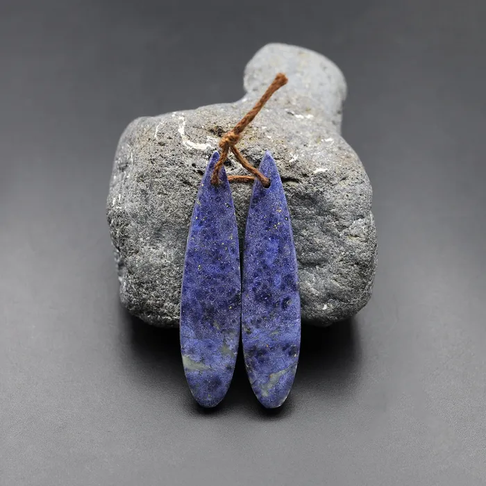 Earrings Intrinsic Trading Natural Denim Blue Dumortierite Teardrop Earring Pair Matched Gemstone Beads