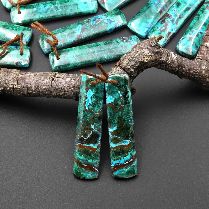 Earrings Intrinsic Trading Rare Natural Malachite Chrysocolla Earring Rectangle Pair Gemstone Drilled Matched Cabochon Beads From Australia A3 Earrings Intrinsic Trading Rare Natural Malachite Chrysocolla Earring Rectangle Pair Gemstone Drilled Matched Cabochon Beads From Australia A3